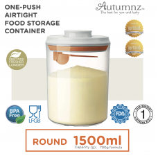 Autumnz - One-Push Airtight Food Storage Container 1500ml/700g (Round With Spoon)