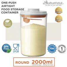 Autumnz - One-Push Airtight Food Storage Container 2000ml/900g (Round With Spoon)