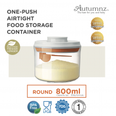 Autumnz - One-Push Airtight Food Storage Container 800ml/350g (Round With Spoon)