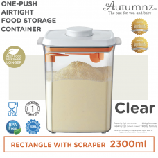 Autumnz - One-Push Airtight Food Storage Container 2300ml/900g (Clear Rectangle With Spoon & Scraper)