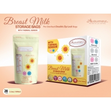 Autumnz - Double ZipLock Breastmilk Storage Bag (28 bags) with THERMAL SENSOR *3.5oz* (SUNFLOWER)