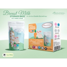 Autumnz - Double ZipLock Breastmilk Storage Bag (28 bags) with THERMAL SENSOR *5oz* (BUNNY)