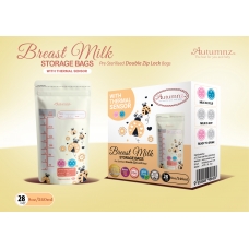 Autumnz - Double ZipLock Breastmilk Storage Bag (28 bags) with THERMAL SENSOR *8oz* (LADYBIRD)