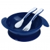 Autumnz Baby Suction Bowl with Spoon and Fork (Navy Blue)