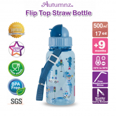 Autumnz - Flip Top Straw Bottle 500ml /17oz *Bear Patrol* (Best Buy)