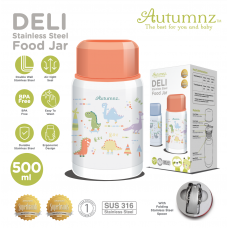 Autumnz - DELI Stainless Steel Vacuum Food Jar 500ml *Dino* (FOC Folding Spoon)