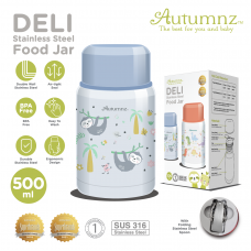 Autumnz - DELI Stainless Steel Vacuum Food Jar 500ml *Sloths* (FOC Folding Spoon)