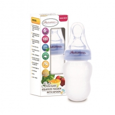 Autumnz - Silicone Squeeze Feeder With Spoon *Wide Neck 180ml* (Blue)