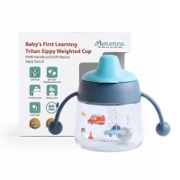 Autumnz Baby's First Learning Tritan Sippy Weighted Cup (with Handle) *180ml*  (Blue)