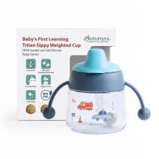 Autumnz Baby's First Learning Tritan Sippy Weighted Cup (with Handle) *180ml*  (Blue)
