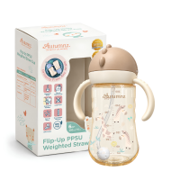 Autumnz Flip-Up PPSU Weighted Straw Cup *300ml/10oz* (Ziggy Zebra)