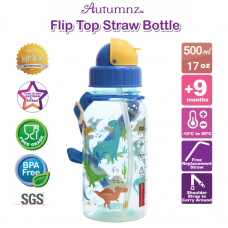 Autumnz - Flip Top Straw Bottle 500ml /17oz *MightyDino* (Best Buy)