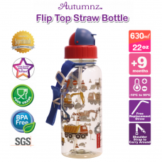Autumnz - Flip Top Straw Bottle 630ml /22oz *Little Builders* (Best Buy)