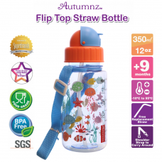 Autumnz - Flip Top Straw Bottle 350ml /12oz *Tiny Ocean Tales* (Best Buy)