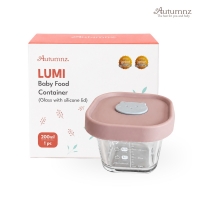 Autumnz - LUMI Baby Food Container (Glass with Silicone Lid) 200ml/pc *Blush-Cat*