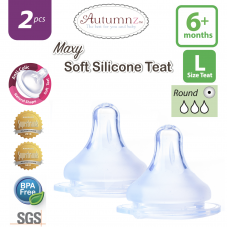 Autumnz - MAXY Soft Silicone Teat  FAST L-Flow *2pcs* (6+ months / Round Hole) 