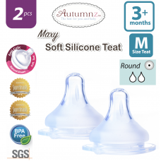 Autumnz - MAXY Soft Silicone Teat  MEDIUM M-Flow *2pcs* (3+ months / Round Hole) 