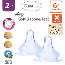 Autumnz - MAXY Soft Silicone Teat  FAST X-Flow *2pcs* (6+ months / X-Cut for thicker liquid) 