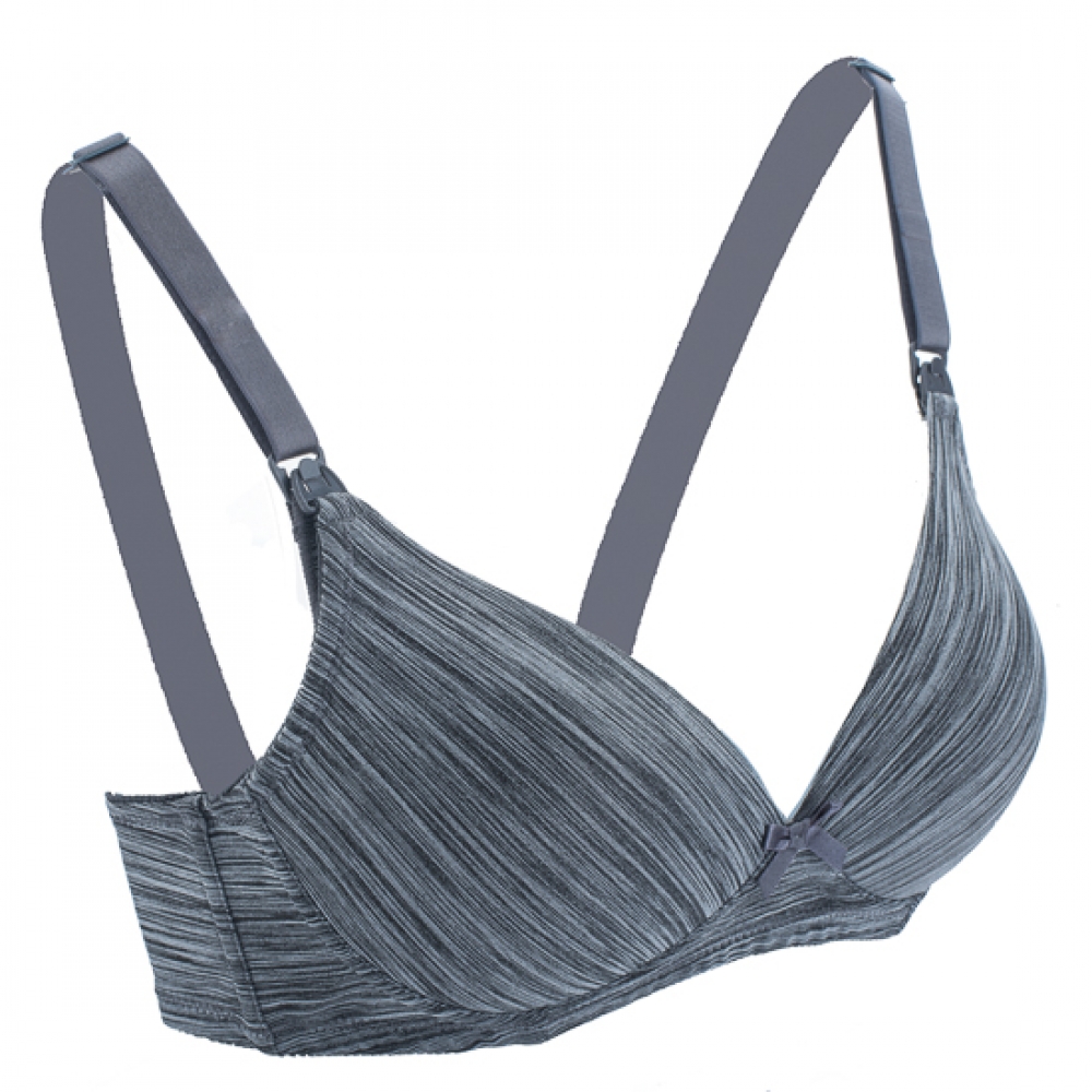 utumnz - Maya Nursing Bra (No underwire) - Melange Grey Stripes *BB*