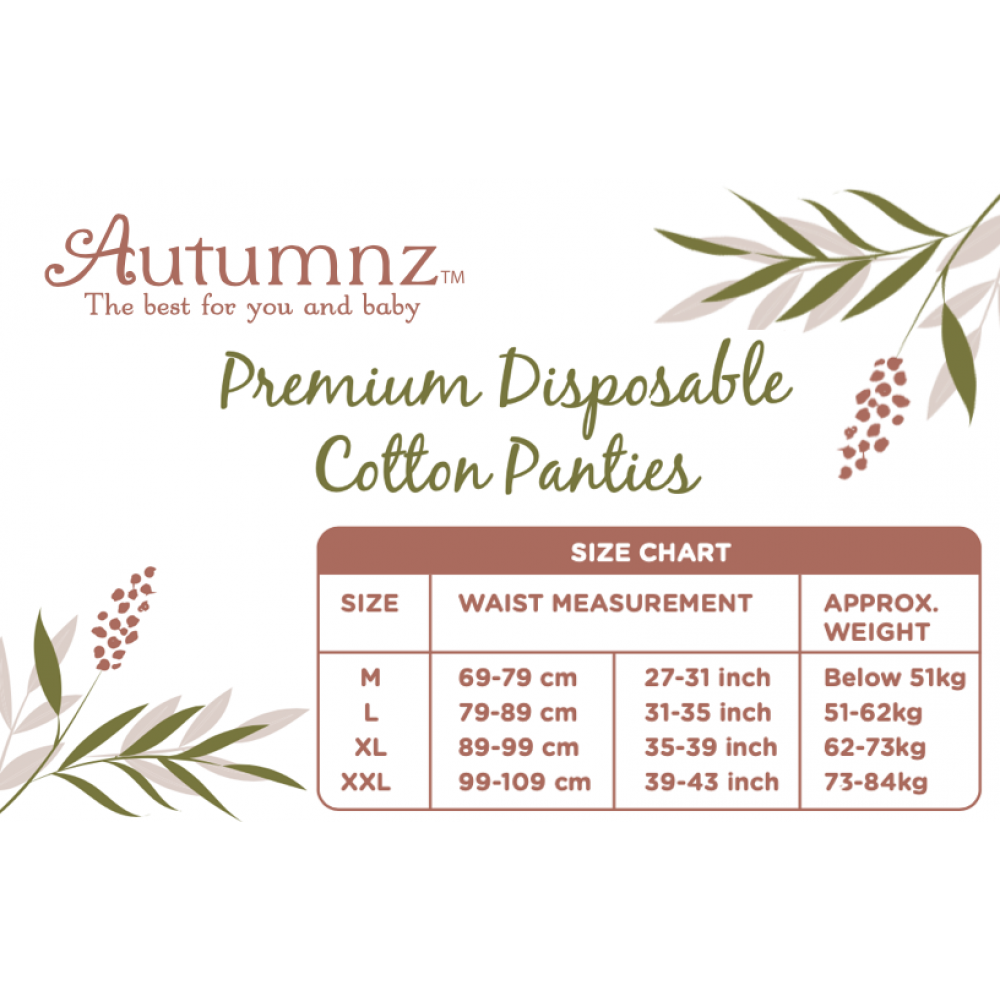 Autumnz Premium Disposable Cotton Panties (4pcs/pack) - M / L / XL