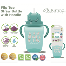 Autumnz - Flip Top Straw Bottle with Handle 350ml /12oz (Baa Baa Sheep)