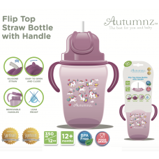Autumnz - Flip Top Straw Bottle with Handle 350ml /12oz (Unicorn)