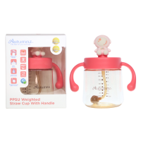 Autumnz PPSU Weighted Straw Cup with Handle *300ml* - Astronaut (Coral)