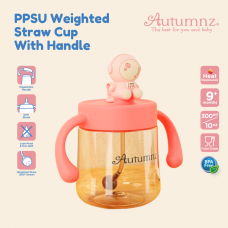 Autumnz PPSU Weighted Straw Cup with Handle *300ml* - Astronaut (Coral)