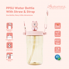Autumnz PPSU Water Bottle  With Straw & Strap *570ml / 19oz* - Bear  (Baby Rose)