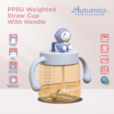 Autumnz PPSU Weighted Straw Cup with Handle *300ml* - Astronaut (Baby Blue)