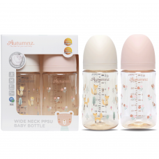 Autumnz - Wide Neck PPSU Baby Feeding Bottle 8oz/240ml (Twin Pack) *Fox Joy / Tiny Blossom*