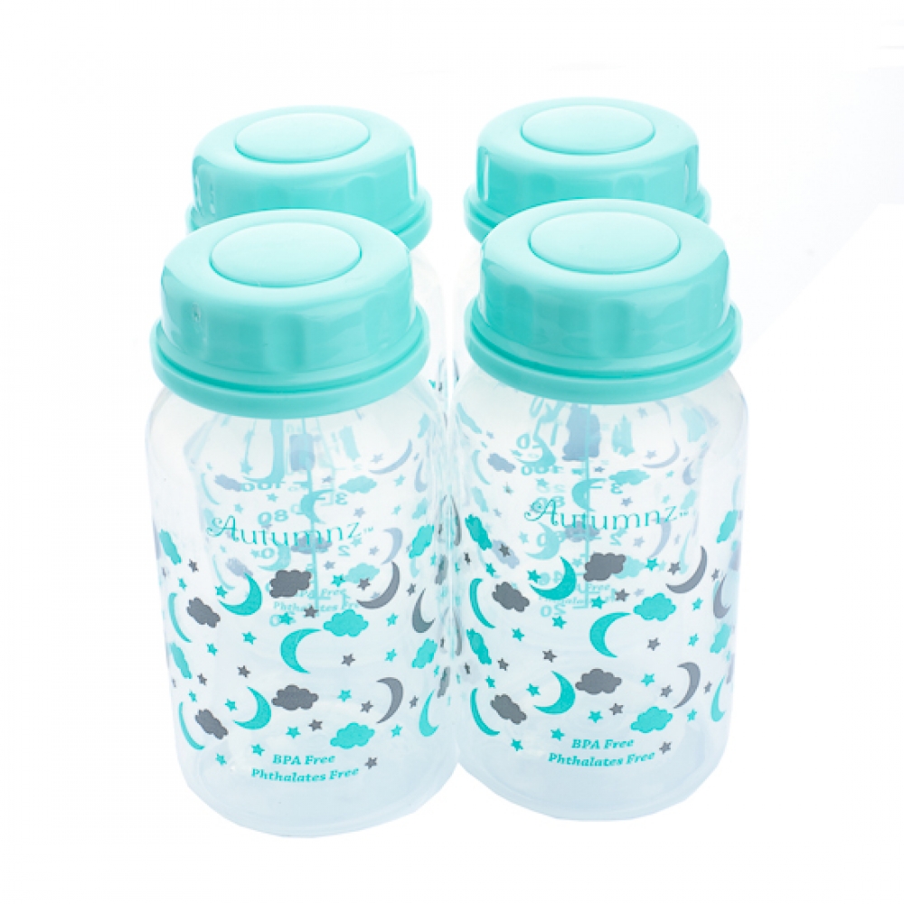 Autumnz-Wide Neck Breastmilk Storage Bottles *5oz* (4 btls) - Lullaby  *Turquoise*