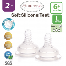 Autumnz - Soft Silicone Teat  FAST L-Flow *2pcs* (6+ months /Round Hole) 