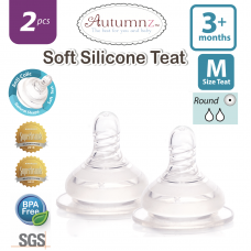 Autumnz - Soft Silicone Teat  MEDIUM M-Flow *2pcs* (3+ months /Round Hole) 