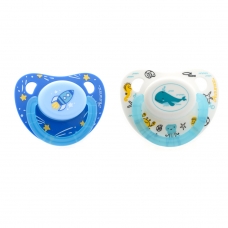 Autumnz Orthodontic Baby Silicone Soother With Hygiene Cover *Rocket/Whale* (Twin Pack) *Size S/M/L*