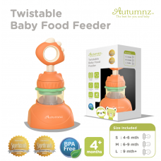 Autumnz Twistable Baby Food Feeder With Holder (Dino Orange) *comes with 3 Silicone Sacs S, M & L*- Best Buy