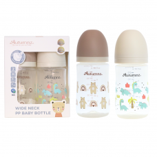 Autumnz - Wide Neck PP Baby Bottle 8oz/240ml (Twin Pack) *Rainbow Bear / Mini Dino*