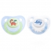 Autumnz Orthodontic Baby Silicone Soother With Hygiene Cover *Dino/ It's A Boy* (Twin Pack) *Size S/M/L*