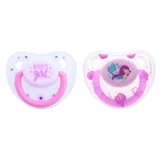 Autumnz Orthodontic Baby Silicone Soother With Hygiene Cover *Daddy's Girl/ Mermaid* (Twin Pack) *Size S/M/L*