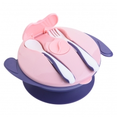 Autumnz Baby Suction Bowl with Spoon and Fork (Lavender)