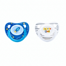 Autumnz Orthodontic Baby Silicone Soother With Hygiene Cover *Little Boy / Rocket* (Twin Pack) *Size S/M/L*